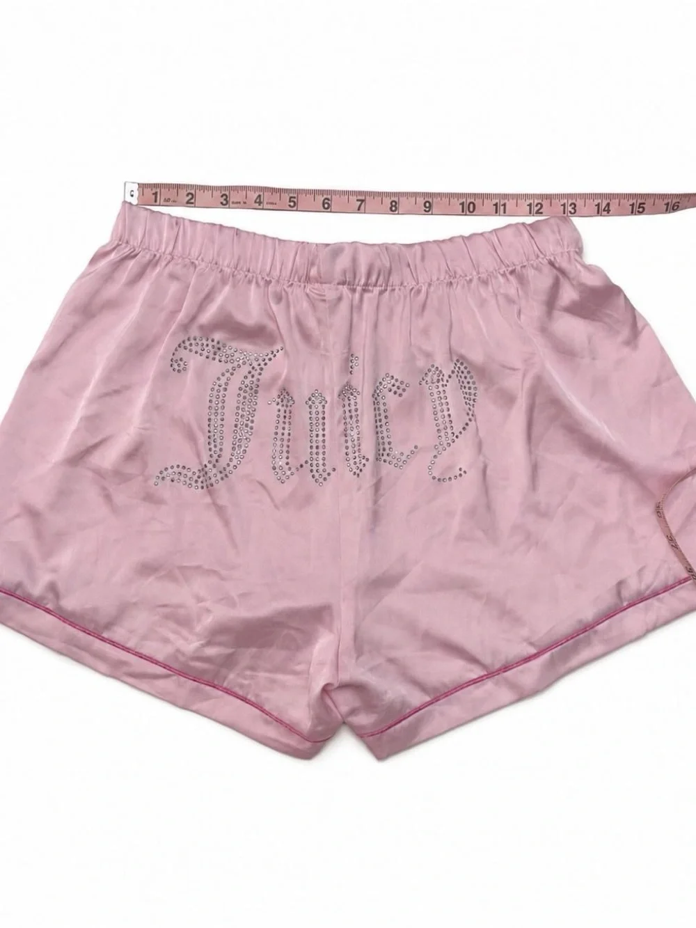 Y2K Juicy Couture Pink Satin Rhinestone Sleep Shorts S